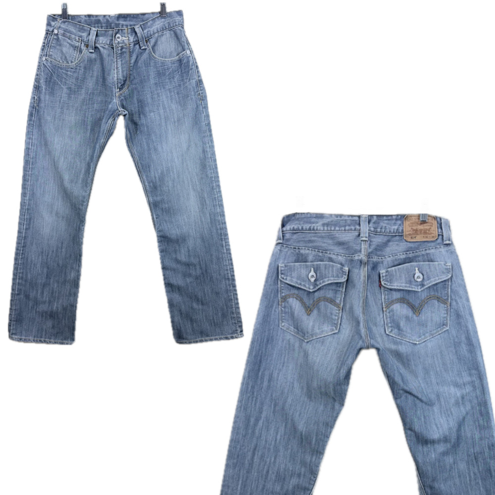 Levis 514 Jeans Men 32/30 Slim Straight Light Blue Denim Wash Flap Pocket Cowboy